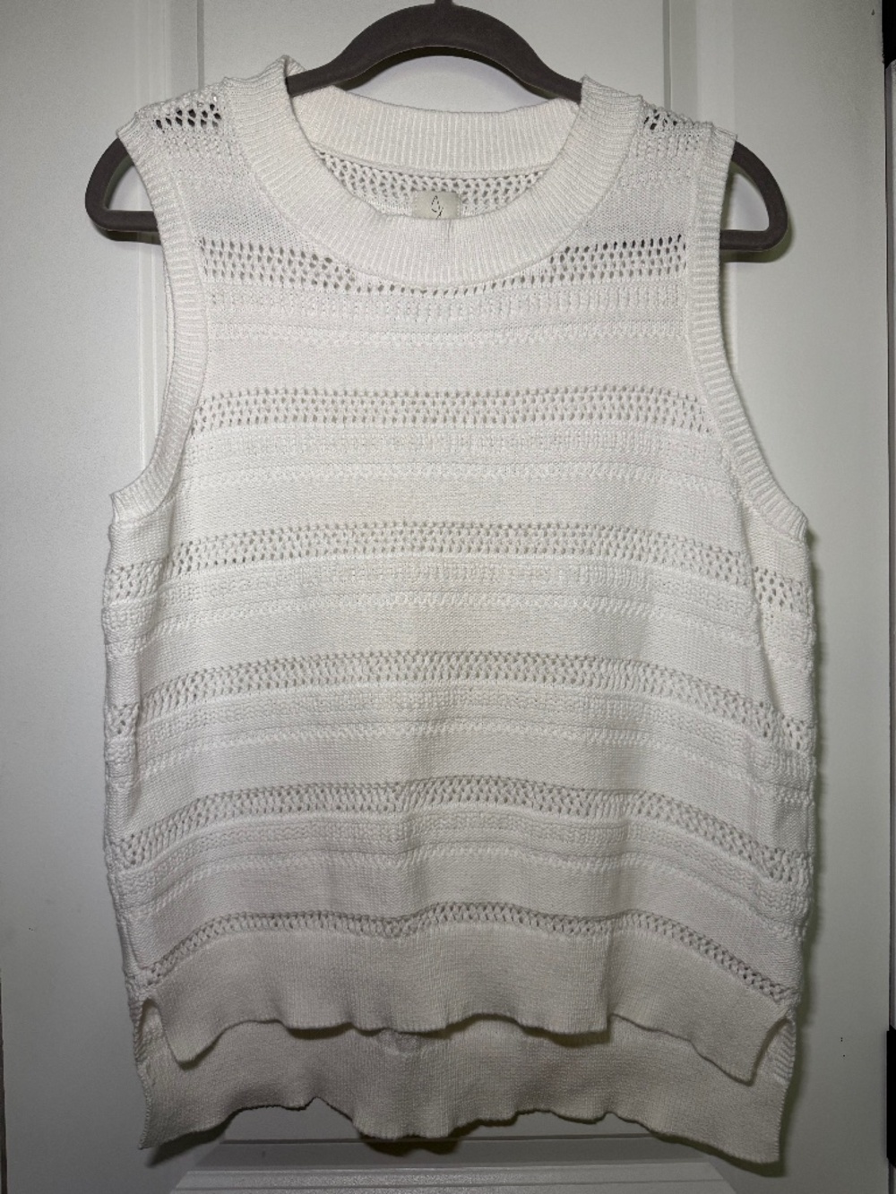 Joie 100% Cotton Open Knit Sleeveless Sweater Size L | Cottagecore Boho Western